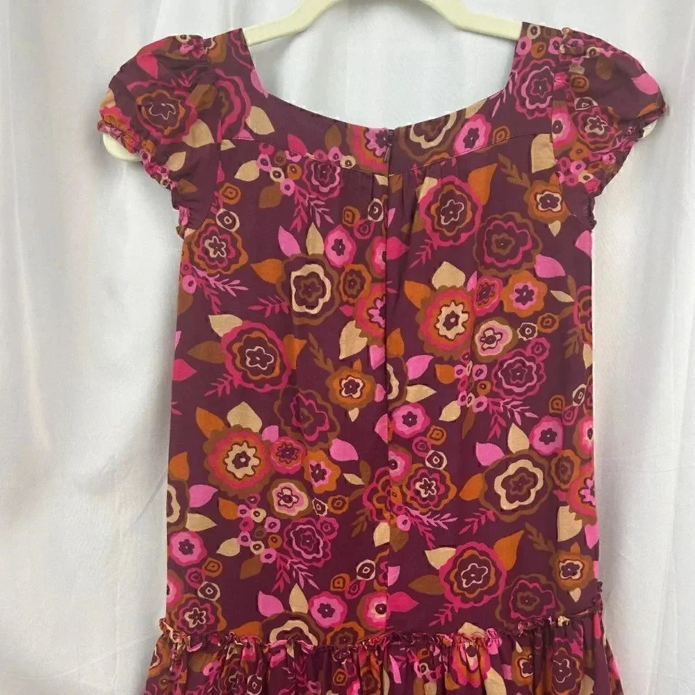 Gap Dress, Drop Waist, Tiered Bottom, Floral Print, Purple, Pink, Size 10, Large